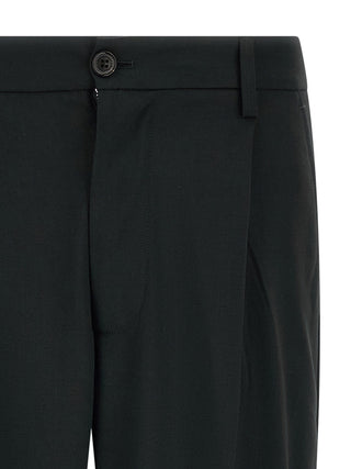 Black Polyester Casual Pants