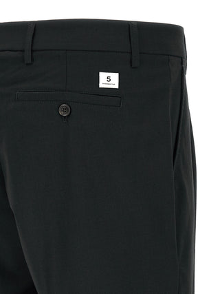 Black Polyester Casual Pants