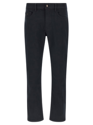 Blue Polyester Straight-Leg Jeans