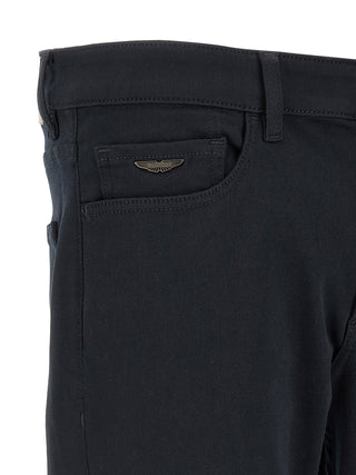 Blue Polyester Straight-Leg Jeans