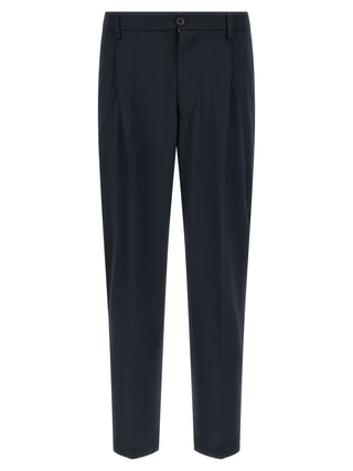 Blue Polyester Casual Pants
