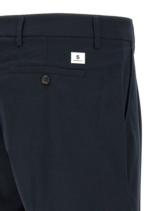 Blue Polyester Casual Pants