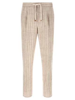 Beige Linen Casual Pants