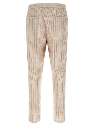Beige Linen Casual Pants