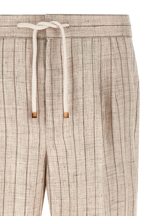 Beige Linen Casual Pants
