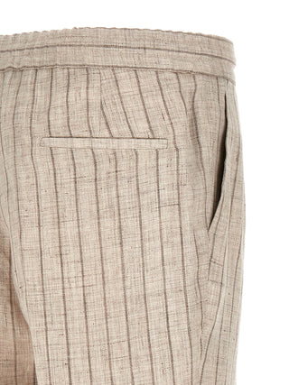 Beige Linen Casual Pants
