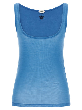 Camisetas sin mangas de lana virgen azul