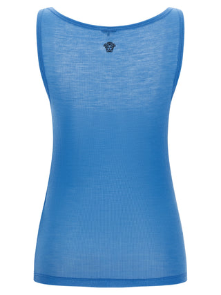 Camisetas sin mangas de lana virgen azul