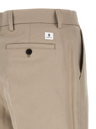 Beige Cotton Casual Pants