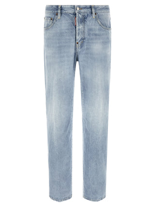 Jeans de pierna recta de algodón azul