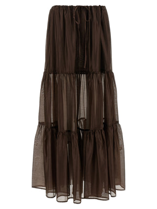 Brown Lycra Mini Skirt