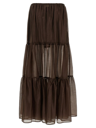 Brown Lycra Mini Skirt