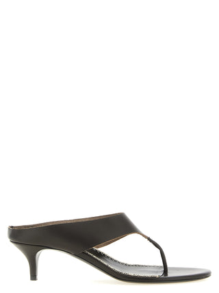 Sandalias de tacón stiletto de cuero marrón  