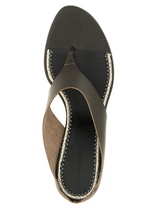 Brown Leather Stiletto Heel Sandals