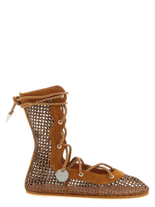 Brown Polyester Ankle Boots