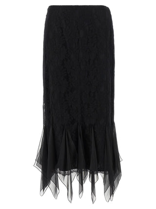 Black Cotton Midi Skirt