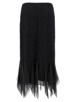 Black Cotton Midi Skirt