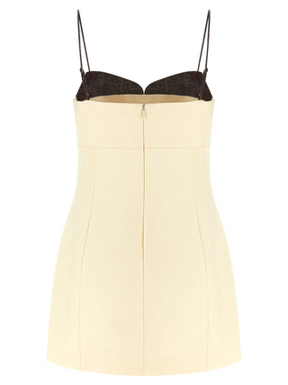 Beige Cotton Short Dress