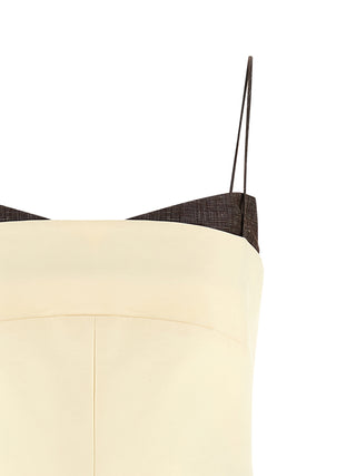 Beige Cotton Short Dress