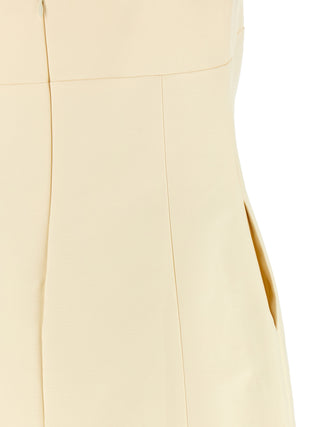 Beige Cotton Short Dress