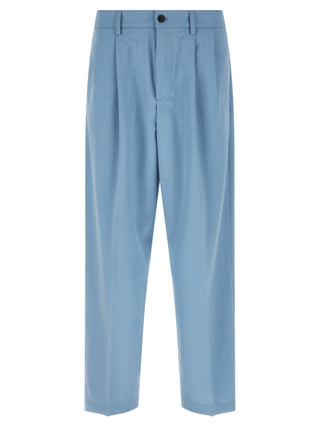 Blue Polyester Chino Pants