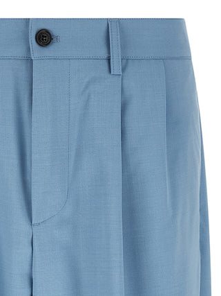Blue Polyester Chino Pants