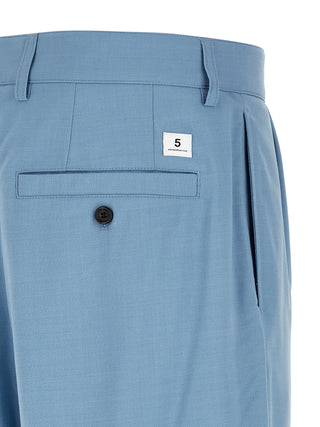 Blue Polyester Chino Pants