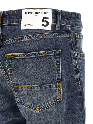 Blue Cotton Straight-Leg Jeans
