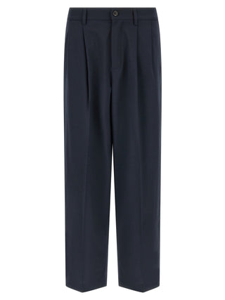 Blue Polyester Chino Pants