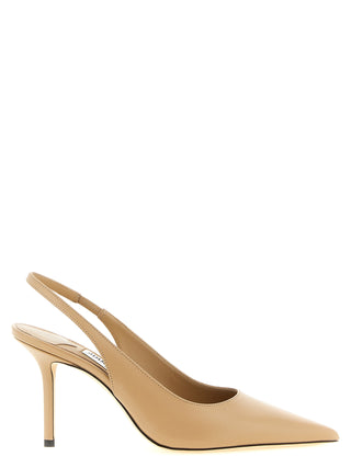 Beige Leather High Heel Pumps