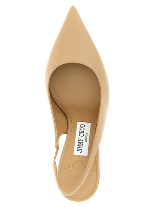 Beige Leather High Heel Pumps