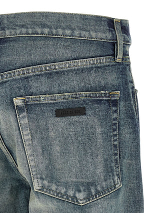 Blue Cotton Straight-Leg Jeans