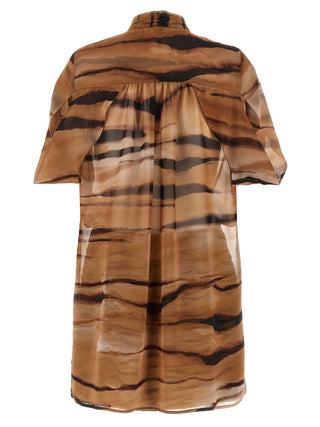 Brown Polyester Short Dress