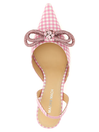 Multicolor Cotton-Like Mid Heel Pumps