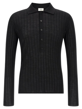Black Wool Polo Shirt
