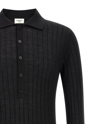 Black Wool Polo Shirt