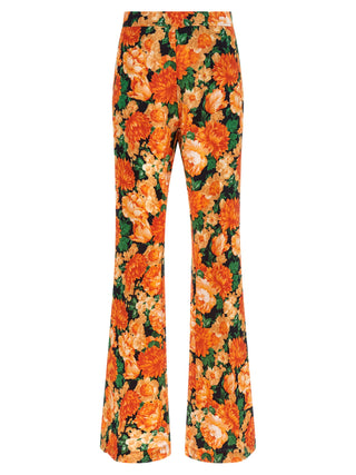 Orange Viscose Flared Pants