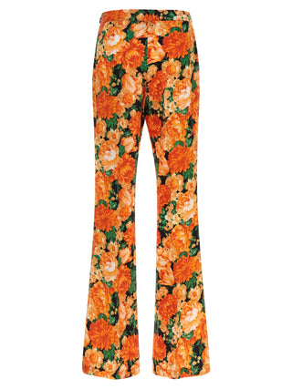 Orange Viscose Flared Pants