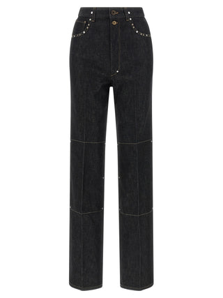 Jeans de algodón negro de talle alto