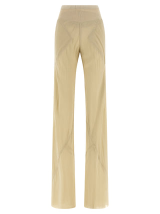 Beige Silk Flared Pants
