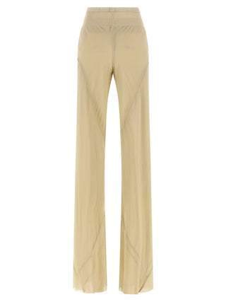 Beige Silk Flared Pants