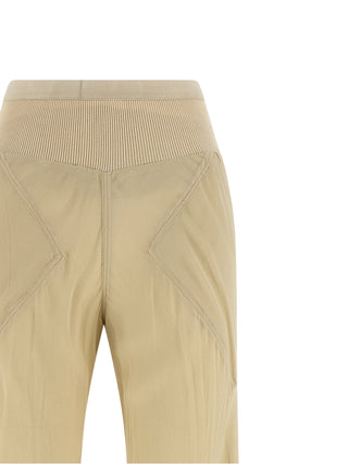Beige Silk Flared Pants