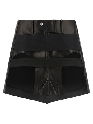 Black Calfskin Long Skirt