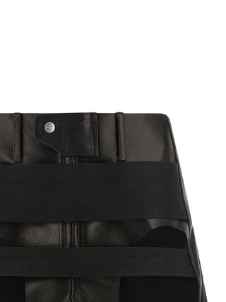 Black Calfskin Long Skirt