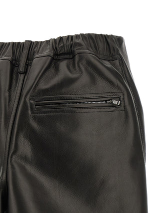 Black Calfskin Long Skirt