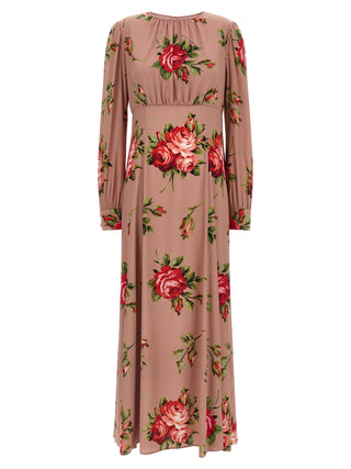 Vestido largo de seda multicolor