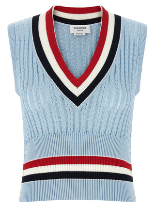 Blue Cotton Sleeveless Jacket
