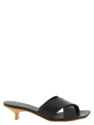 Black Calfskin Mid Heel Pumps