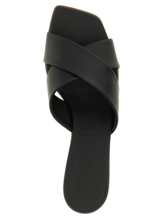 Black Calfskin Mid Heel Pumps