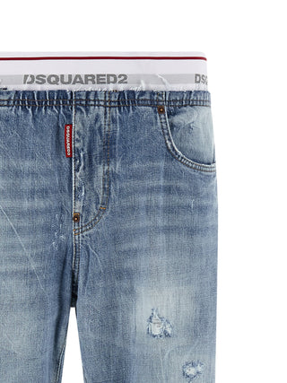 Jeans de algodón azul de corte relajado  